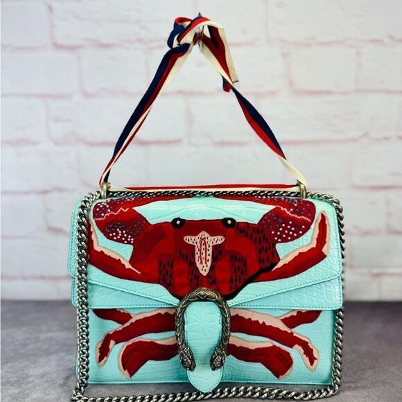 Gucci Croc Embossed Dionysus Crab Embroidered Limited Edition Runway Bag - Picture 4 of 16